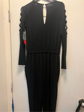 BOLD elements Black Long-Sleeve Jumpsuit with Ladder-Sleeve Detailing